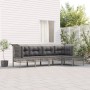 Set Divani da Giardino 5 pz con Cuscini in Polyrattan Grigio