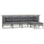 Set Divani da Giardino 5 pz con Cuscini in Polyrattan Grigio