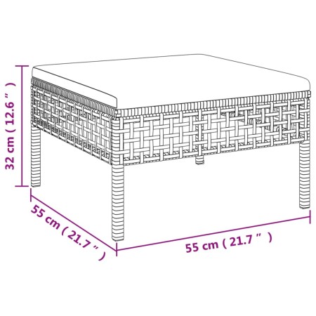 Set Divani da Giardino 5 pz con Cuscini in Polyrattan Grigio