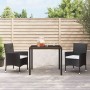 Set da Pranzo da Giardino 3 pz con Cuscini Nero in Polyrattan