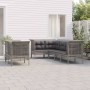 Set Divani da Giardino 7 pz con Cuscini in Polyrattan Grigio