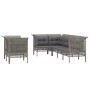 Set Divani da Giardino 7 pz con Cuscini in Polyrattan Grigio