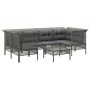 Set Divani da Giardino 7 pz con Cuscini in Polyrattan Grigio