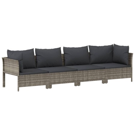 Set Divani da Giardino 7 pz con Cuscini in Polyrattan Grigio