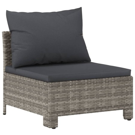 Set Divani da Giardino 7 pz con Cuscini in Polyrattan Grigio