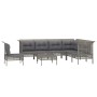 Set Divani da Giardino 8 pz con Cuscini in Polyrattan Grigio