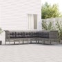 Set Divani da Giardino 6 pz con Cuscini in Polyrattan Grigio