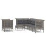 Set Divani da Giardino 9 pz con Cuscini in Polyrattan Grigio