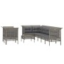 Set Divani da Giardino 9 pz con Cuscini in Polyrattan Grigio