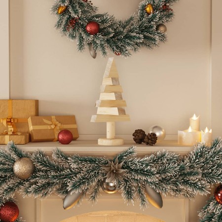 Alberi di Natale Decorativi in Legno 2pz 30cm Massello di Pino