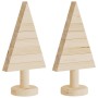 Alberi di Natale Decorativi in Legno 2pz 30cm Massello di Pino