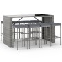 Set Bar da Giardino 9 pz con Cuscini in Polyrattan Grigio