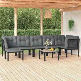 Set Salotto da Giardino 8 pz Nero e Grigio in Polyrattan