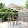 Set Bar Giardino 5pz Grigio Polyrattan e Legno Massello Acacia