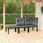 Set Salotto da Giardino 3 pz Nero e Grigio in Polyrattan