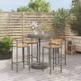 Set Bar Giardino 5pz Grigio Polyrattan e Legno Massello Acacia