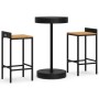 Set Bar Giardino 3 pz Nero Polyrattan e Legno Massello Acacia
