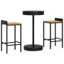 Set Bar Giardino 3 pz Nero Polyrattan e Legno Massello Acacia