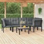 Set Salotto da Giardino 6 pz in Polyrattan Nero e Grigio