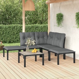 Set Salotto da Giardino 6 pz in Polyrattan Nero e Grigio