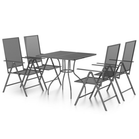 Set da Pranzo da Giardino 5 pz in Acciaio Antracite