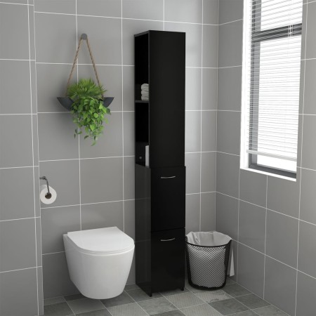 Armadietto da Bagno Nero 25x26,5x170 cm in Legno Multistrato