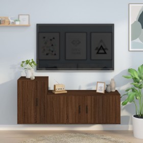 Set Mobili Porta TV 2 pz Rovere Marrone in Legno Multistrato