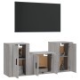 Set Mobili Porta TV 3 pz Grigio Sonoma in Legno Multistrato