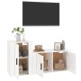 Set di Mobili Porta TV 2 pz Bianco Lucido in Legno Multistrato