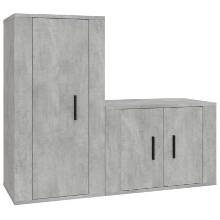 Set di Mobili Porta TV 2 pz Grigio Cemento in Legno Multistrato