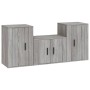 Set Mobili Porta TV 3 pz Grigio Sonoma in Legno Multistrato