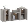 Set Mobili Porta TV 3 pz Grigio Sonoma in Legno Multistrato