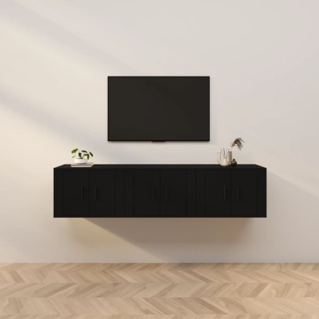 Mobili Porta TV a Parete 3 pz Nero 57x34,5x40 cm