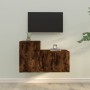 Set Mobili Porta TV 2 pz Rovere Fumo in Legno Multistrato