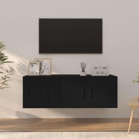 Set Mobili Porta TV 2 pz Nero in Legno Multistrato