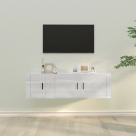 Set di Mobili Porta TV 2 pz Bianco Lucido in Legno Multistrato