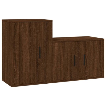 Set Mobili Porta TV 2 pz Rovere Marrone in Legno Multistrato