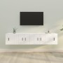 Set di Mobili Porta TV 4 pz Bianco Lucido in Legno Multistrato