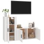 Set di Mobili Porta TV 2 pz Bianco Lucido in Legno Multistrato