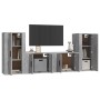 Set di Mobili Porta TV 4 pz Grigio Cemento in Legno Multistrato