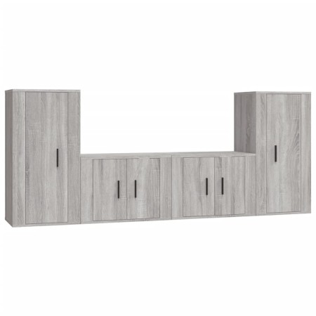 Set di Mobili Porta TV 4 pz Grigio Sonoma in Legno Multistrato