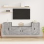 Set di Mobili Porta TV 3 pz Grigio Cemento in Legno Multistrato