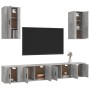 Set di Mobili Porta TV 6 pz Grigio Cemento in Legno Multistrato