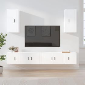 Set di Mobili Porta TV 6 pz Bianco in Legno Multistrato