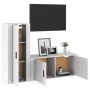 Set di Mobili Porta TV 2 pz Bianco Lucido in Legno Multistrato