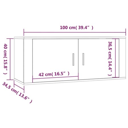 Set di Mobili Porta TV 4 pz Rovere Fumo in Legno Multistrato