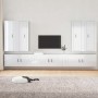 Set di Mobili Porta TV 7 pz Bianco Lucido in Legno Multistrato