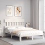 Giroletto con Testiera Bianco 120x200 cm in Legno Massello