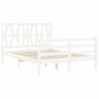 Giroletto con Testiera Bianco 140x190 cm in Legno Massello