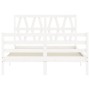 Giroletto con Testiera Bianco 140x190 cm in Legno Massello